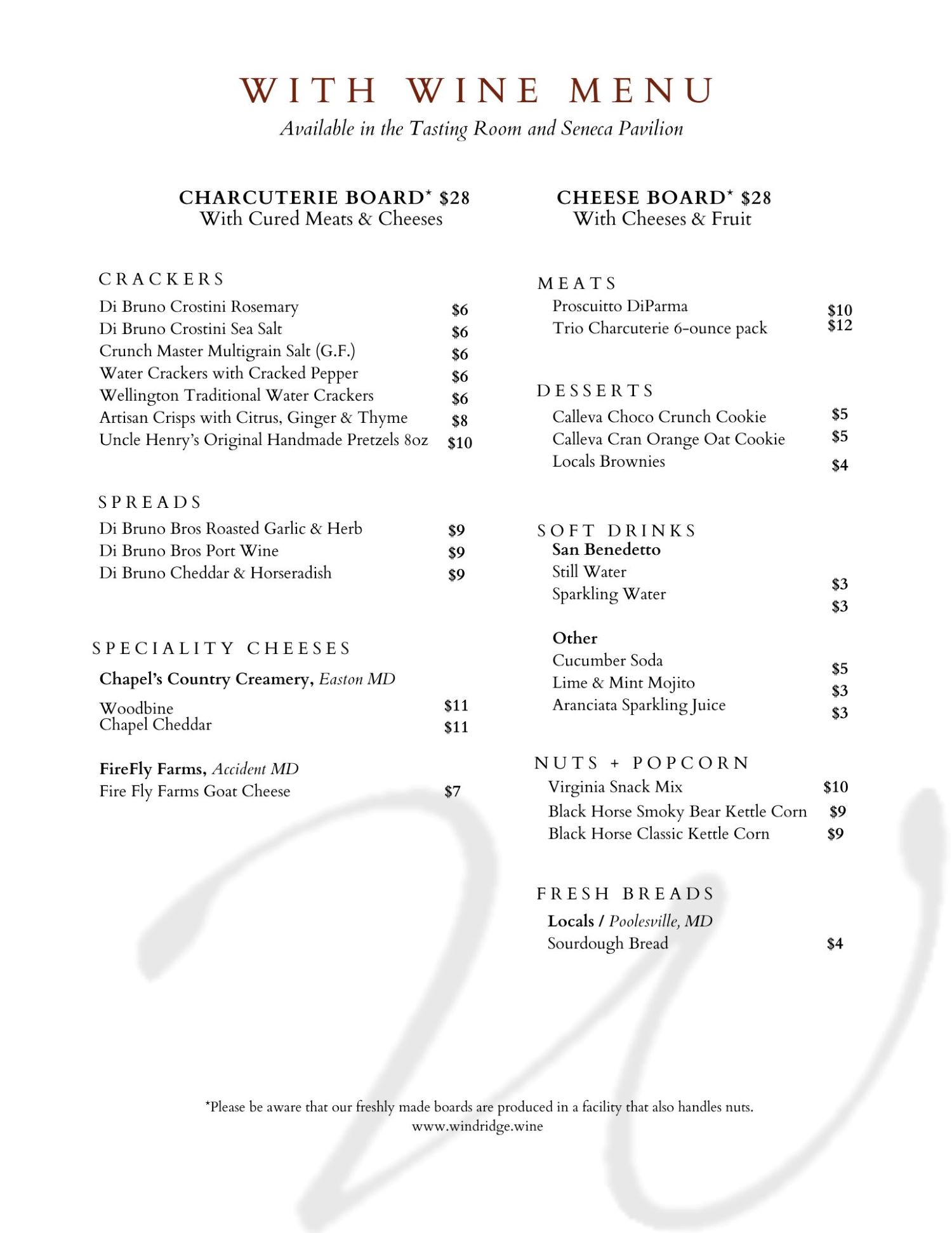 With Wine Menu